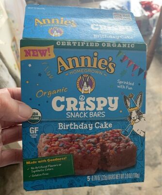 Annie's Organic Birthday Cake Crispy Snack Bars 5 Count