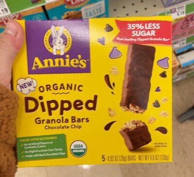 Annie's Organic Dipped Chocolate Chip Granola Bars 5 Count