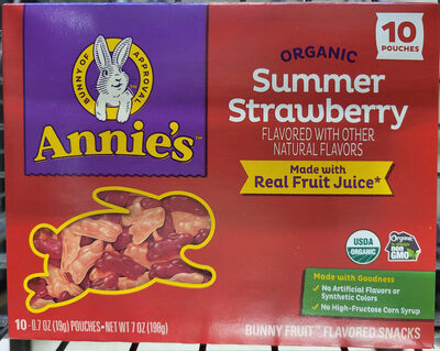 Annie's Organic Summer Strawberry Bunny Fruit Snacks 10 Count