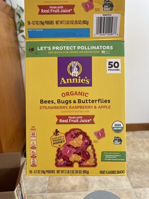 Annie's Organic Bees, Bugs & Butterflies Strawberry, Raspberry & Apple Fruit Flavored Snacks 50 Count