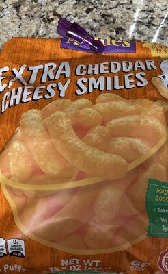 Annie's Organic Extra Cheesy Cheddar Smiles, Baked Puffed Corn