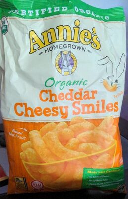 Annie's Organic Cheddar Cheesy Smiles, Baked Puffed Corn