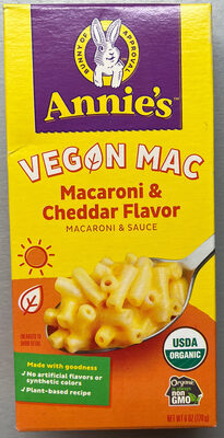 Annie's Organic Vegan Mac Macaroni and Cheddar Flavor Macaroni and Sauce
