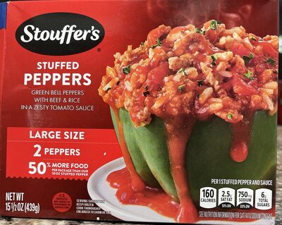 STOUFFER's Large Size Stuffed Green Peppers Frozen Meal 15.5oz Box