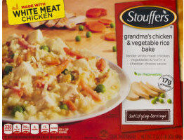 Grandma's Chicken & Vegetable Rice Bake Tender White Meat Chicken, Vegetables & Rice In A Cheddar Cheese Sauce, Grandma's Chicken & Vegetable Rice Bake