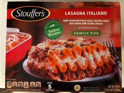 Lasagna Italiano With Seasoned Meat Sauce, Tomato Sauce And Real Low Fat Ricotta Cheese, Lasagna Italiano