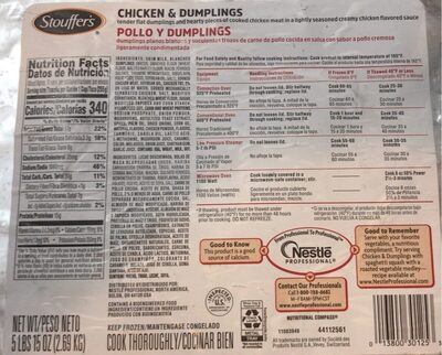 STOUFFER's Chicken & Dumplings, 95 oz Tray