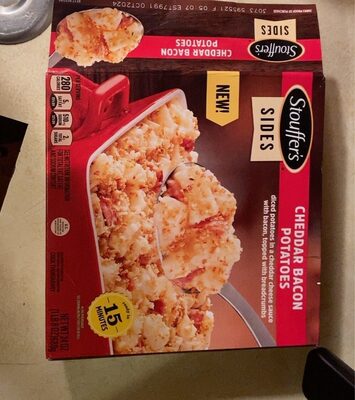 Cheddar Bacon Diced Potatoes In A Cheddar Cheese Sauce With Bacon, Topped With Breadcrumbs, Cheddar Bacon