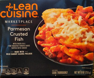 Parmesan Crusted Fish With Pasta In A Fire-Roasted Tomato Sauce Topped With Cheese, Parmesan Crusted