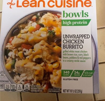 Lean Cuisine Frozen Meal Unwrapped Chicken Burrito, Balance Bowls Microwave Meal, Frozen Chicken Burrito Dinner, Frozen Dinner for One