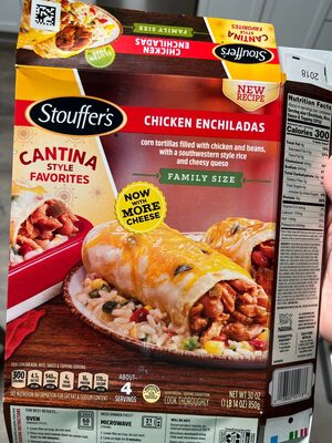 Chicken Enchiladas Corn Tortillas Filled With White Meat Chicken & Vegetables, With Seasoned Rice, Beans, Peppers And Jalapeno Cream Sauce, Chicken Enchiladas