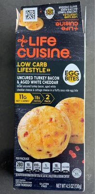 Uncured Turkey Bacon & Aged White Cheddar Egg Bites, Turkey Bacon; White Cheddar
