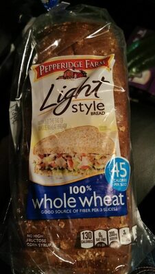 Pepperidge Farm Light Style Whole Wheat Bread, 16 Oz Loaf