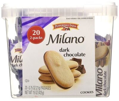 Pepperidge Farm Milano Cookies, Dark Chocolate, 20 Packs, 2 Cookies per Pack