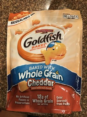 Pepperidge Farm Goldfish Cheddar Crackers, Baked with Whole Grain, 11 oz. Resealable Bag