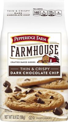 Pepperidge Farm Farmhouse Thin and Crispy Dark Chocolate Chip Cookies, 6.9 OZ Bag (14 Cookies)