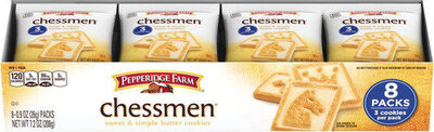 Pepperidge Farm Chessmen Butter Cookies Multipack, 8 Packs, 3 Cookies per Pack