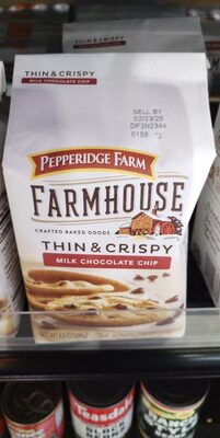 Pepperidge Farm Farmhouse Thin and Crispy Milk Chocolate Chip Cookies, 6.9 OZ Bag (14 Cookies)