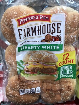 Pepperidge Farm Farmhouse Hearty White Hamburger Buns, 30 oz. Bag, 12-pack