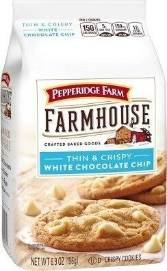 Pepperidge Farm Farmhouse Thin & Crispy White Chocolate Chip Cookies, 6.9 Oz Bag