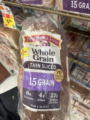 Pepperidge Farm Whole Grain Thin Sliced 15 Grain Bread, 22 Oz Loaf