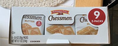 Pepperidge Farm Chessmen Butter Cookies, 9 Packs, 3 Cookies per Pack