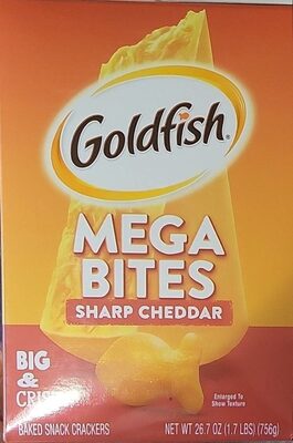 Goldfish Mega Bites, Sharp Cheddar Crackers, 26.7 Oz Carton