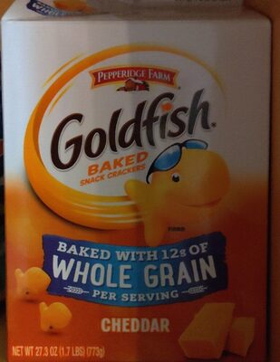 Goldfish Cheddar Cheese Crackers, Baked with Whole Grain, 27.3 oz Carton