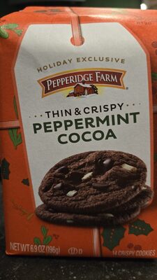 Pepperidge Farm Thin & Crispy Peppermint Cocoa Cookies, 6.9 Oz Bag