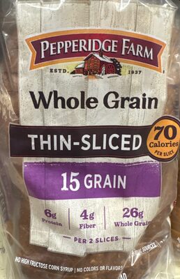 Pepperidge Farm Whole Grain Thin-Sliced 15 Grain Bread, 14 Oz Loaf