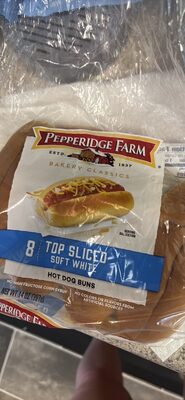 Pepperidge Farm White Hot Dog Buns, Top Sliced, 8-Pack Bag