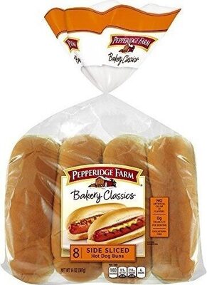 Pepperidge Farm White Hot Dog Buns, Side-Sliced, 8-Pack Bag