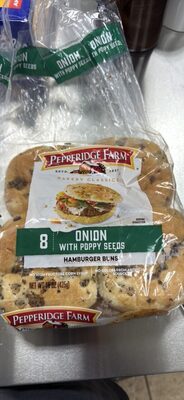 Pepperidge Farm Onion with Poppy Seeds Hamburger Buns, 8-Pack Bag