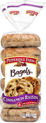 Pepperidge Farm Cinnamon Raisin Bagels, 6-pack, 21 oz. Bag