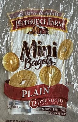Pepperidge Farm Mini Bagels, Plain, 12 Count Bag
