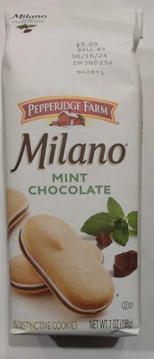 Pepperidge Farm Milano Mint Chocolate Cookies, 7 OZ Bag (15 Cookies)