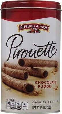 Pepperidge Farm Pirouette Cookies, Chocolate Fudge Creme Filled Wafers, 13.5 Oz Tin