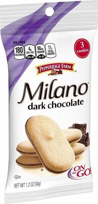 Pepperidge Farm Milano Dark Chocolate Cookies, Single-Serve Pack of 3 Cookies