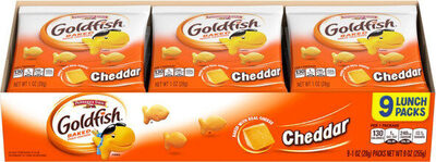 Goldfish Cheddar Cheese Crackers, 1 oz On-the-Go Snack Packs, 9 Count Tray
