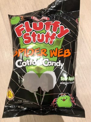 Sour Apple Flavored Spider Web Cotton Candy, Sour Apple