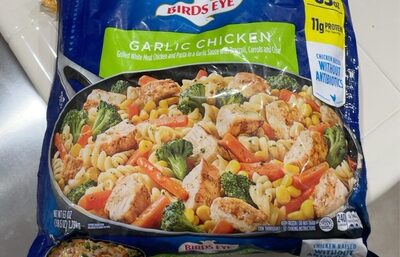 Garlic Chicken Grilled White Meat Chicken And Pasta In A Garlic Sauce With Broccoli, Carrots And Corn, Garlic Chicken