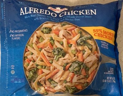 Alfredo Chicken White Meat Chicken With Pasta In An Alfredo Cheese Sauce With Broccoli, Carrots And Peas, Alfredo Chicken