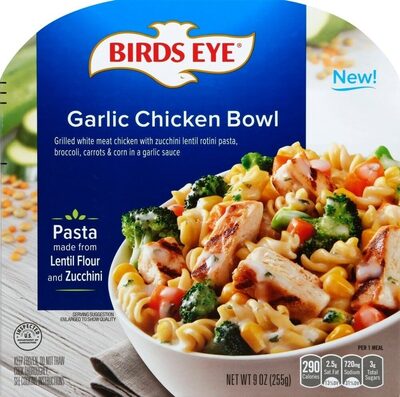 Grilled White Meat Chicken With Zucchini Lentil Rotini Pasta, Broccoli, Carrots And Corn In A Garlic Sauce Vegetables Pasta, Garlic Chicken