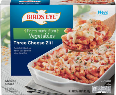 Zucchini Lentil Ziti Pasta In A Marinara Sauce Topped With A Three Cheese Blend, Three Cheese Ziti