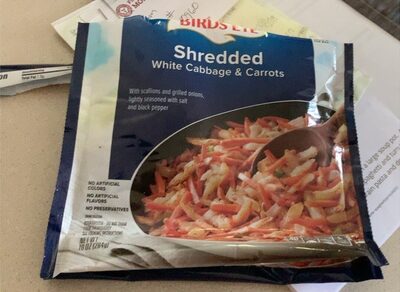 White Cabbage & Carrots With Scallions And Grilled Onions, Lightly Seasoned With Salt And Black Pepper Shredded Veggies, White Cabbage & Carrots