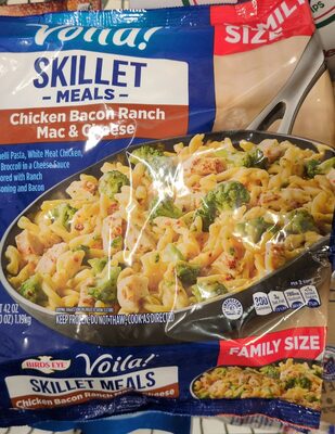 Birds Eye Voila! Family Size Chicken Bacon Ranch Mac and Cheese Skillet, Frozen Meal, 42 OZ Bag