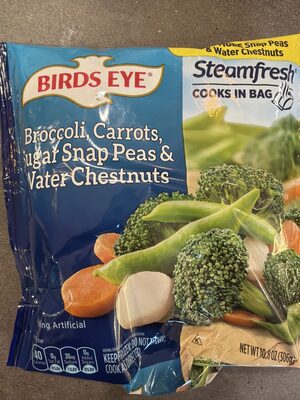 Birds Eye Steamfresh Broccoli, Carrots, Sugar Snap Peas, Water Chestnuts, Frozen Vegetables, 10.8 oz