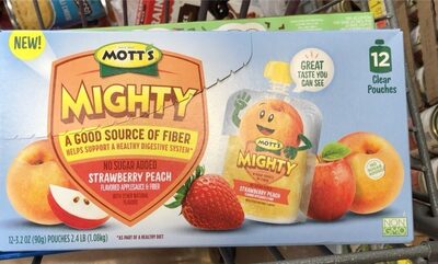 Strawberry Peach Flavored Applesauce & Fiber, Strawberry; Peach