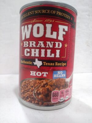WOLF BRAND Hot Chili Without Beans, 15 oz.