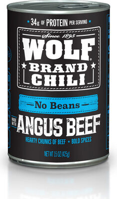 Wolf Brand Angus No Beans Chili, 34g Protein Per Serving, 15 oz. Can